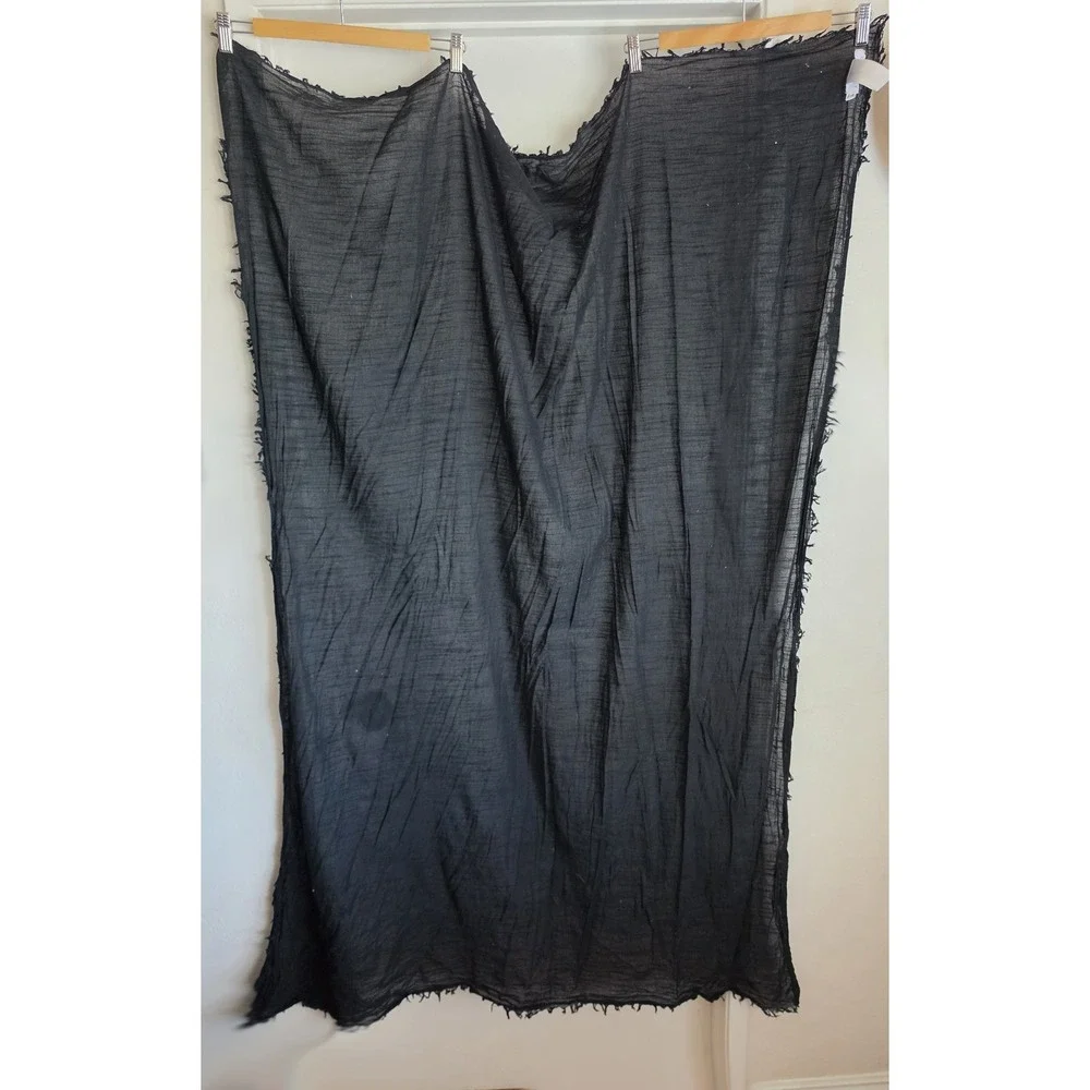 Seafolly Women Black Cotton Scarf One Size Boho Wrap Shawl Stole 62in Bohemian